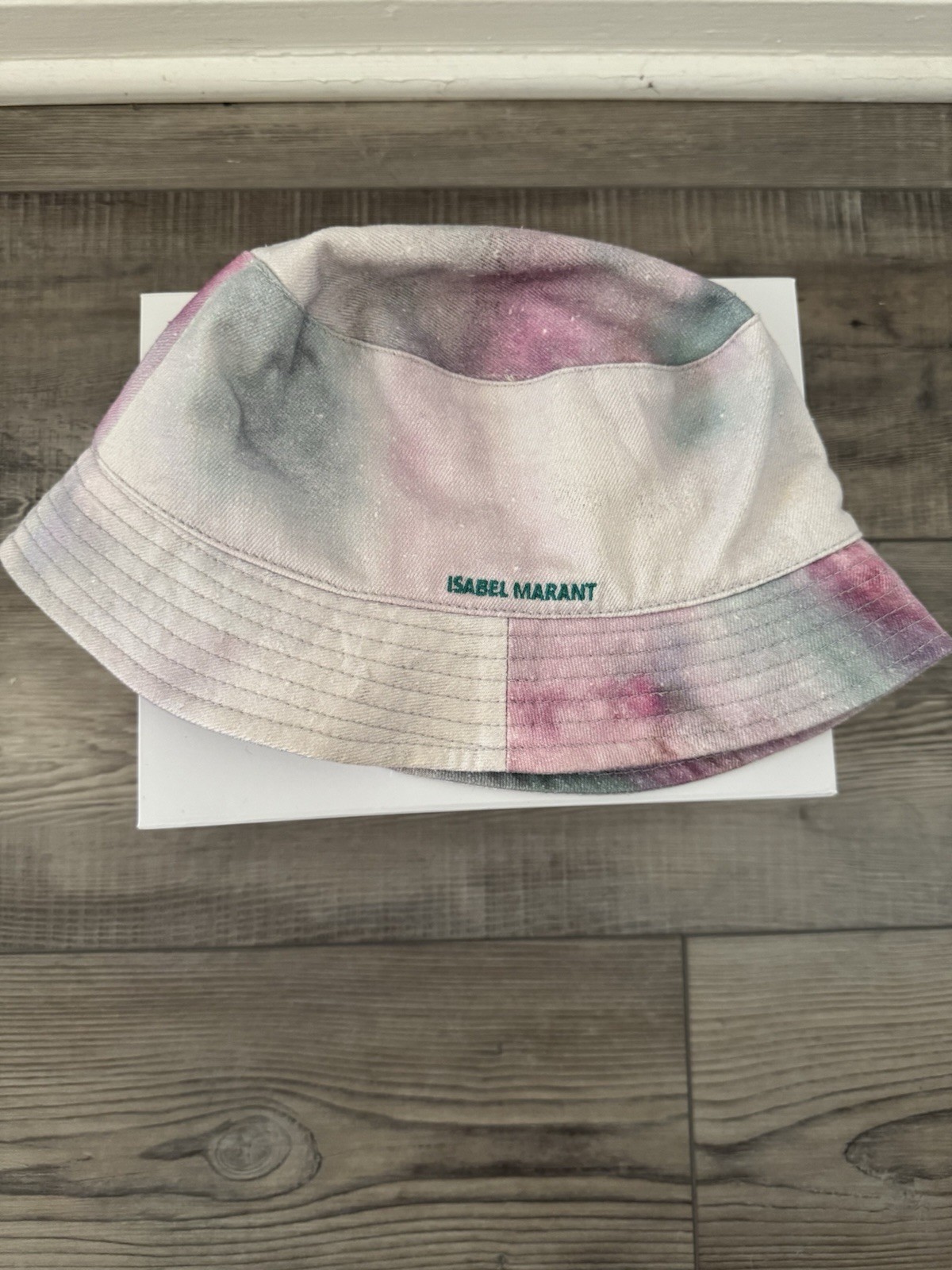Isabel Marant Haley Size 58 Pink Blue Purple Tie-dye faded Ombre Bucket Hat image 2