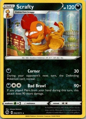 Scrafty Holo Rare Pokemon Champion's Path card 42/73