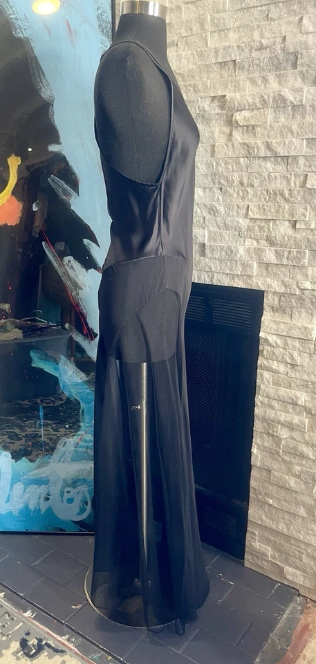 Винтажное длинное платье-слип Victorias Secret белье шелк косой покрой кружевное прозрачное ночное S - Изображение 4 из 4