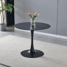 Tavolo rotondo Dot con piano in ceramica effetto marmo nero opaco con particolar