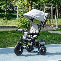 Homcom 6-In-1 Dreirad Mit Schubstange, Kinderdreirad Mit Abnehmbarem Sonnendach
