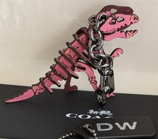 NEW COACH PINK/MULTI STAR PRINT LEATHER GLITTER REXY BAG CHARM FOB F24513