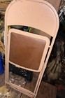 Vintage Mid Century Modern Metal Folding Chair Padded Brown Vinyl Seat MCM — photo 3