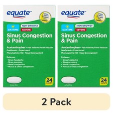 Equate Severe Sinus Congestion Pain Acetaminophen Caplets 325mg24 Count 2 pack 