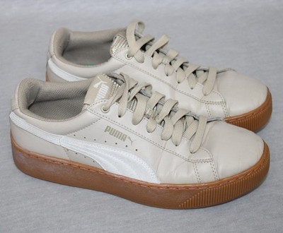 Puma Sneaker Damen UK 5 Leder Wildleder Plateau SoftFoam Comfort Beige