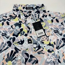 Bad Birdie Mens XL Multicolor Savannah Swing Short Sleeve Golf Polo Shirt NWT