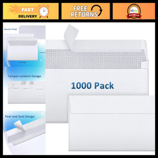 1000 Pack Self-Seal Security Envelopes 3-5/8 x 6-1/2 Inch White Bulk Peel Seal