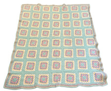 Pastel Crochet Granny Square Baby Blanket 34 X 40 Shimmering Yarn Outer Border