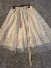 Women S Vtg. Nylon cream tulle half slip skirt fairy beads ballet Y2K layers Fem