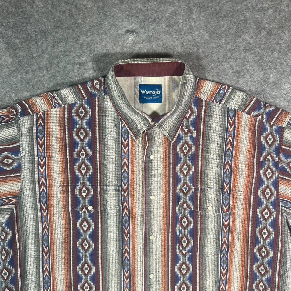 Camisa de Colección Wrangler Para Hombre Brushpopper 3XL Multicolor Perla A Presión Azteca Foto 2 de 4