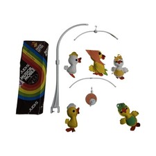 Vintage 1980s Judi  s Musical Mobile Ducks Letters Baby Crib Toy Wooden Plush