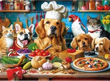 500 Piece Puzzles for Adults, Funny Puppy Animal Jigsaw Puzzles, Food Kitchen Ji