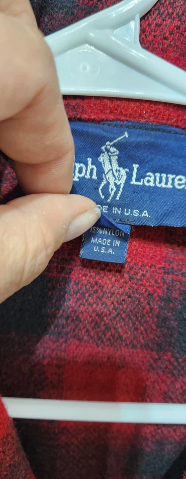 复古 Polo Ralph Lauren Mackinaw 羊毛狩猎纽扣格子夹克水牛... — 第 4/4 张图片