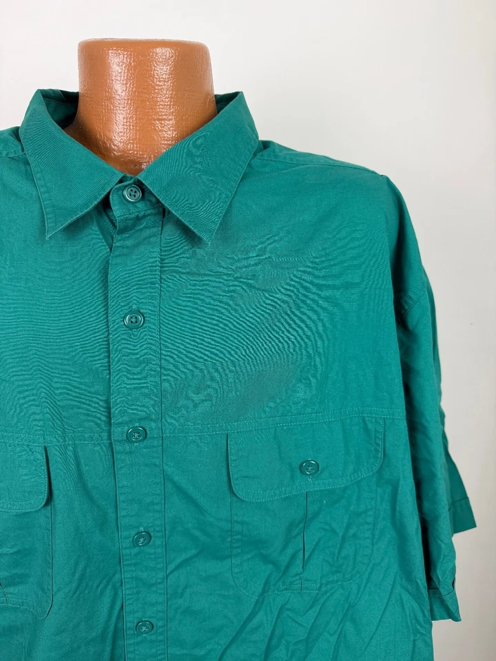 Harbor Bay Shirt Men 3XL TALL Minimal Button Up Short Sleeve Casual Solid Green - Image 3 of 4