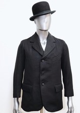 1910/20s Antique Black Wool Tailored Suit Jacket Sack Coat Size M Made in France