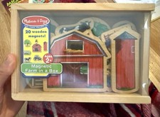 Melissa Doug 20 Wooden Farm Magnets in a Box-new