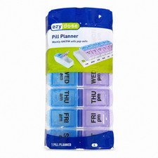 Ezy Dose Pill Planner 7-Day Weekly AM/PM Pop-Out Organizer Blue/Purple 67010