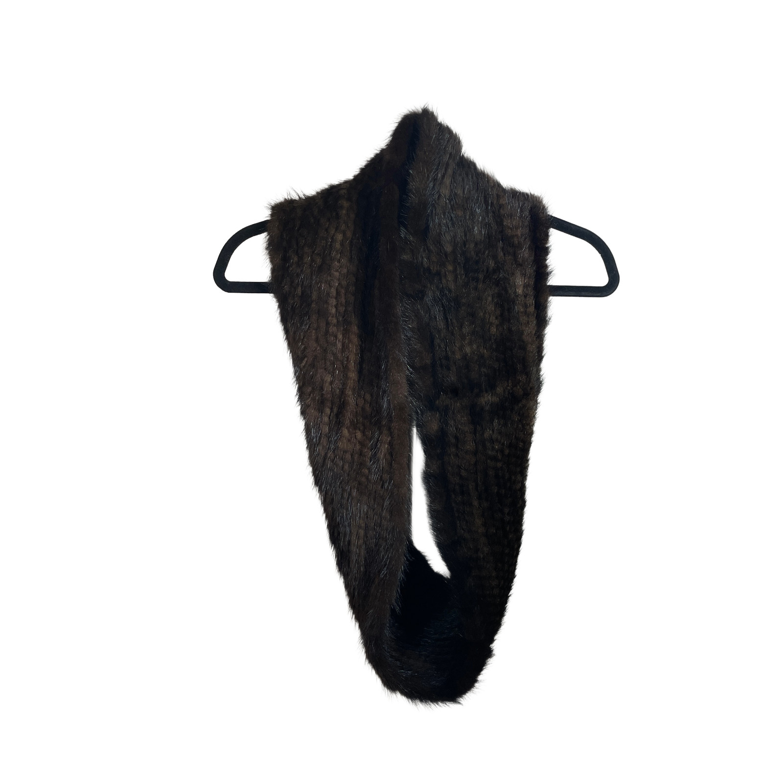 ADRIENNE LANDAU Knitted 100% Mink Fur Infinity Scarf, Dark Brown