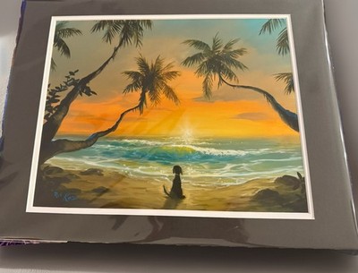 Disney Parks Rob Kaz Hawaii Ocean  Aulani Dog Print  18x14  Patiently Waiting
