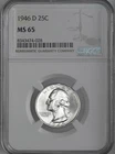 1946-D  25C WASHINGTON SILVER QUARTER "DENVER MINT" NGC MS65 #8343474-028