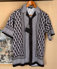 VERSACE Men's V-Greca Shirt Medusa Button Down Thin Satin Shirt No Custom Tax
