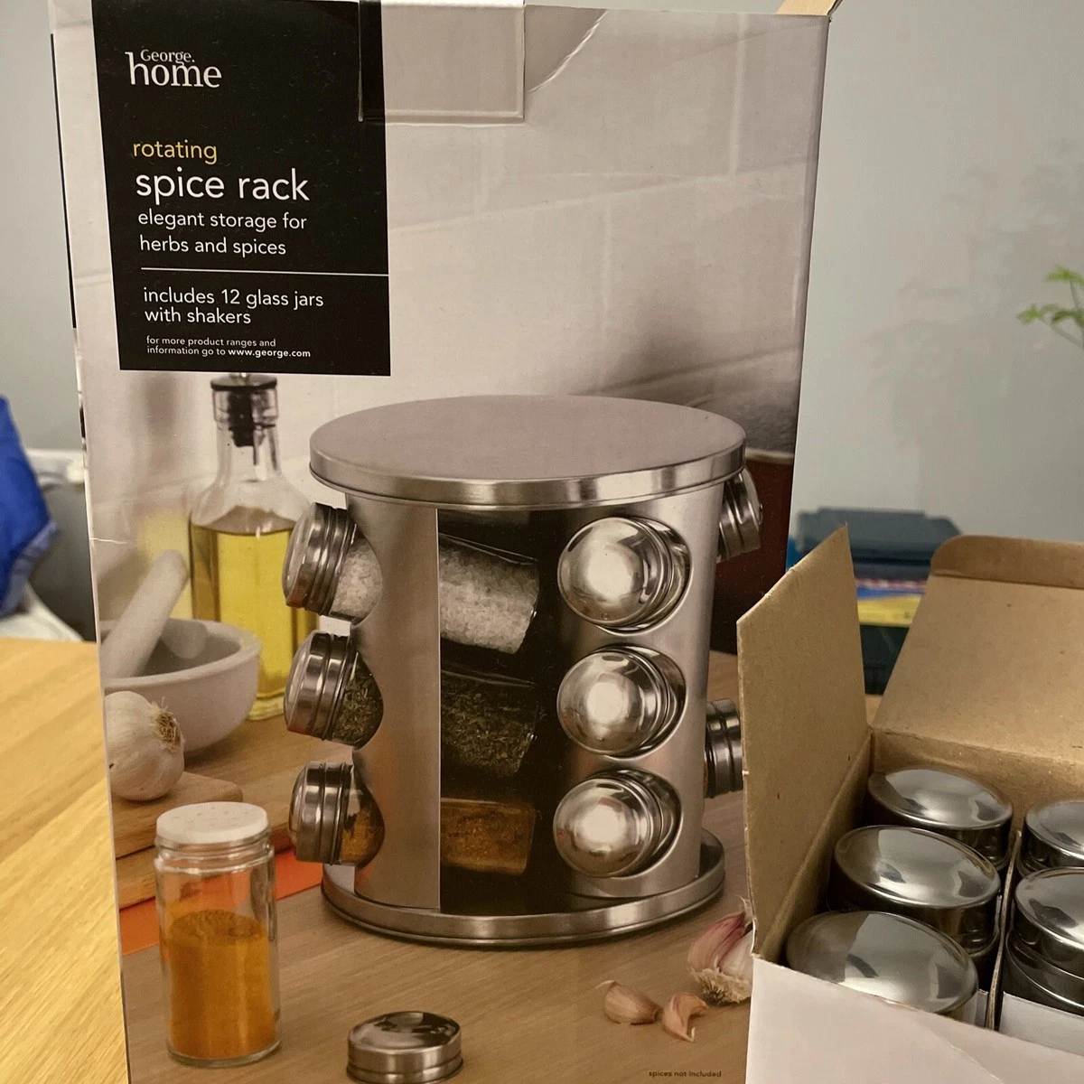 George Home Spice Rack for Herbs & Spices | Sainsbury Kitchen Organizer Shelf