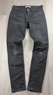 Promod Jeans Damen Grau Slim Fit W29 Used Look Stretch