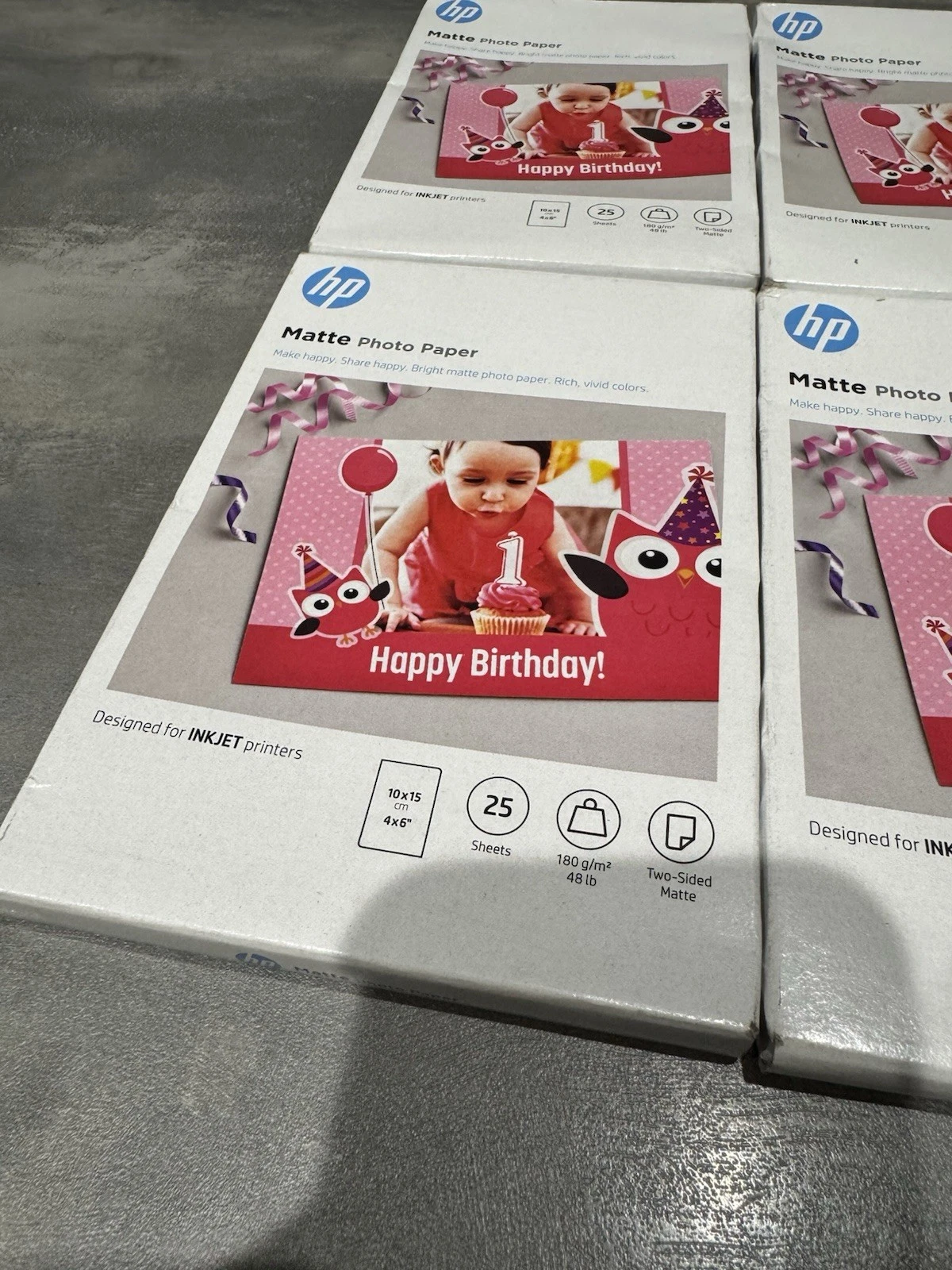 6x Genuine HP Matte Photo Paper 180g/m2 10x15 cm 25 Sheets Brand New 2