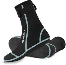 Neoprene Water Socks 3mm, Sand Proof Medium, Blue-flatlock-3mm-k20