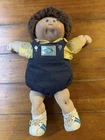 Vintage Cabbage Patch Kids Doll 1983 Signed Brown Hair Blue Eyes Denim Overalls