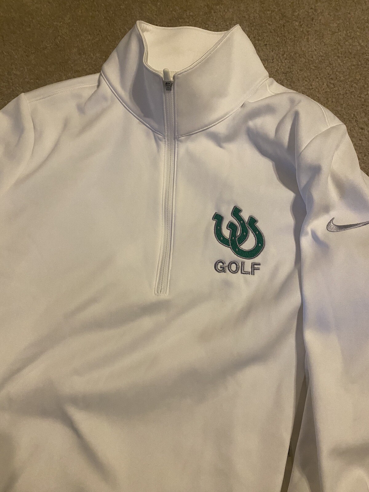 SACAI X NIKE Giacca da golf Nike Therma Fit BIANCA 1 4 zip foderata in pile con logo mazza