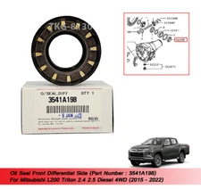 Front Diff Side Oil Seal 3541A198 Fit L200 Triton 2.4 2.5 Diesel 4WD 15 - 22