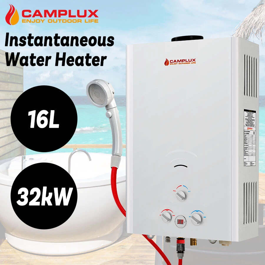 CAMPLUX Gas Hot Water Heater 16L Indoor Outdoor Camping Caravan Instant  Shower | eBay
