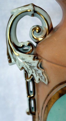 Jarrón antiguo francés antiguo Paris Vieux pintado a mano de porcelana 14" x 8" 1850-1899 - Imagen 4 de 8