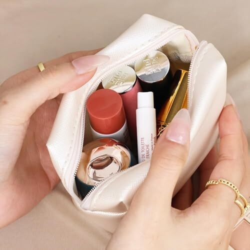 Small Makeup Bag for Women, Mini Cosmetic Bag Capacity Travel Mini Black - Bild 7 von 7