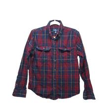 GEORGE Men Flannel Shirt S 34-36 Fall Winter Button-Down Pocket Casual Plaid