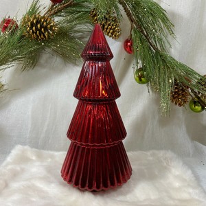RED BLOWN MERCURY GLASS Holiday CHRISTMAS tabletop TREE DECOR NEW 15.5