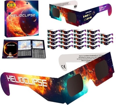 Solar Eclipse Glasses, 25 Pack CE and ISO 12312-2:2015(E) Standards Solar Eclips