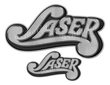 LASER Brushed Metal Vinyl Decal Boat Stickers 2 PC Set, 10"x6.5", 5"x3"