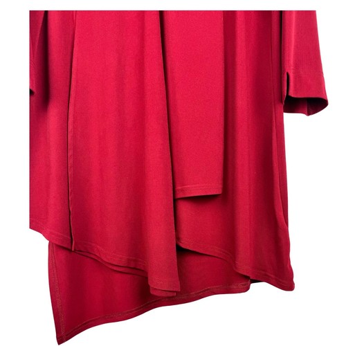 Avenue Tunic Blouse Women's Size 18/20 Maroon Solid Asymmetrical Hem 3/4 Sleeves - Picture 4 of 10