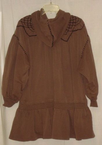 FREE PEOPLE Marty Smocked Mini Dress Hoodie Embroidered Smocked Cotton SIZE M - Picture 5 of 5