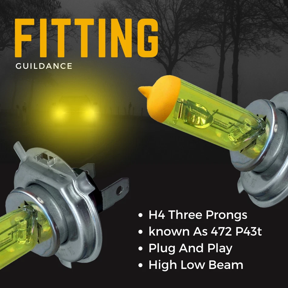 For VW Transporter T4 T5 Xenon Yellow 100w Headlight High Low Beam Light Bulbs - Image 4 of 4