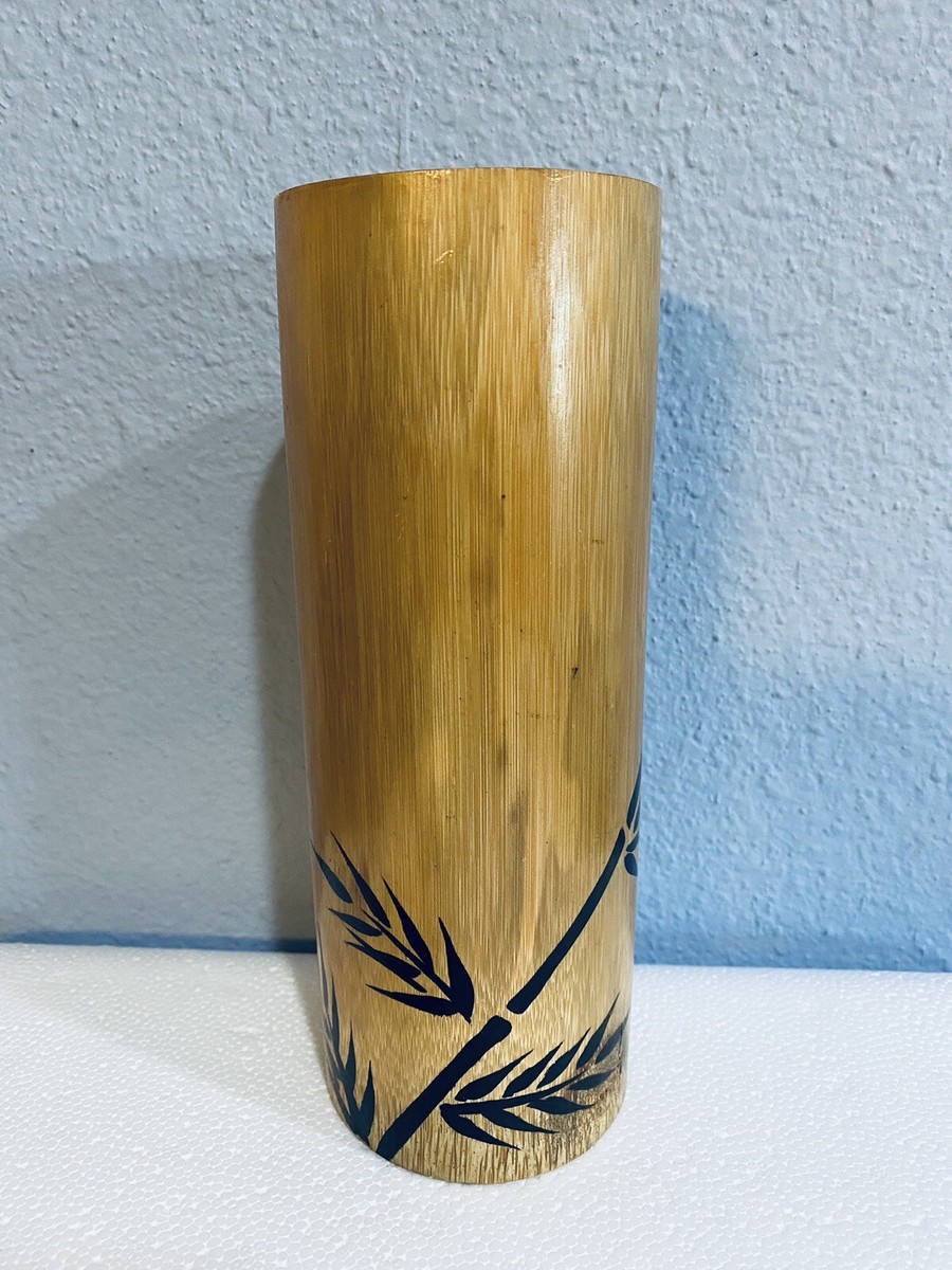 Bamboo Vase with Painted Bamboo Stalks and Leaves 8