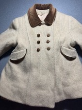 Vintage Rothschild of Philadelphia Girls Tan Double Breasted Coat, Length 16 in
