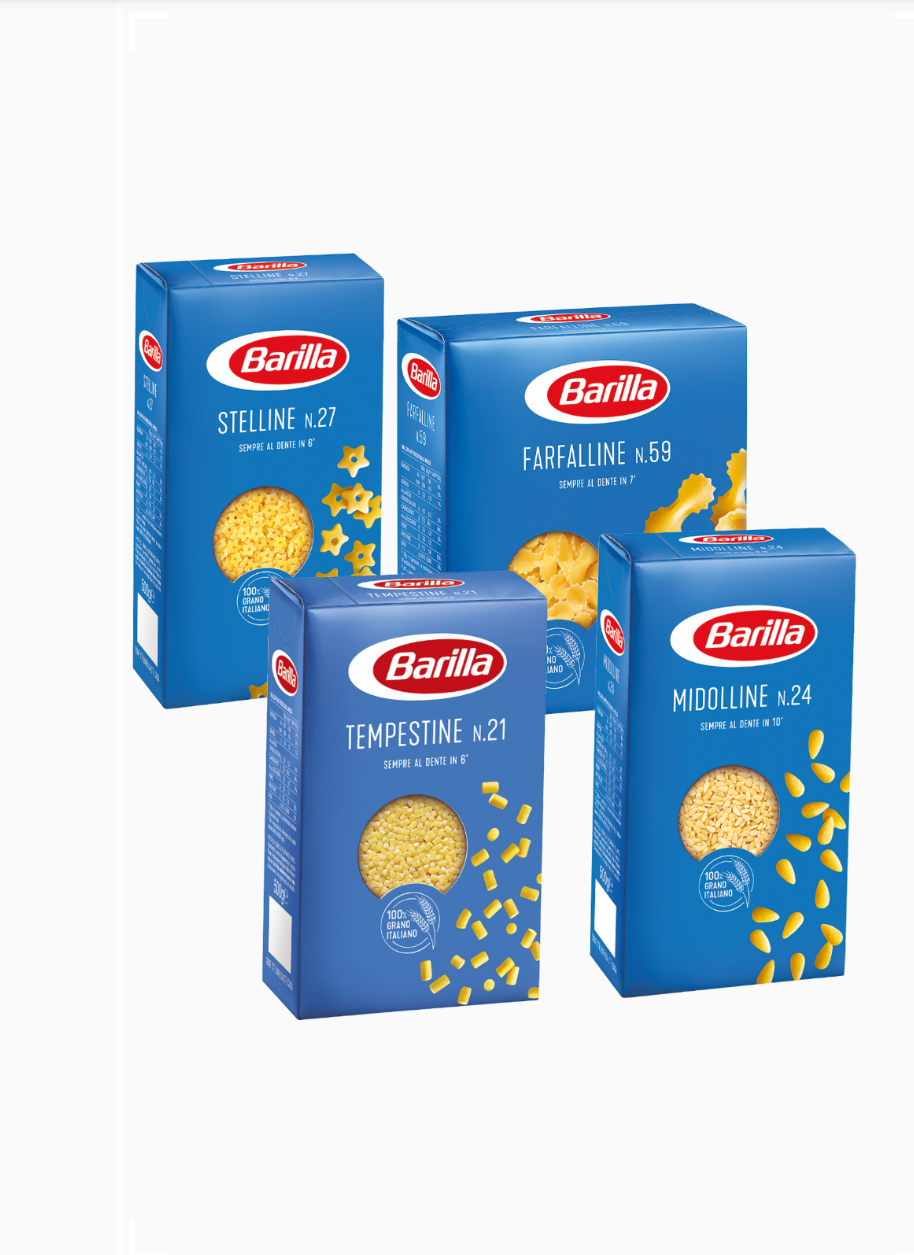2 KG Barilla Pastine Form. Mixed Stelline-Midolline-Tempestine-Farfalline 4x500g