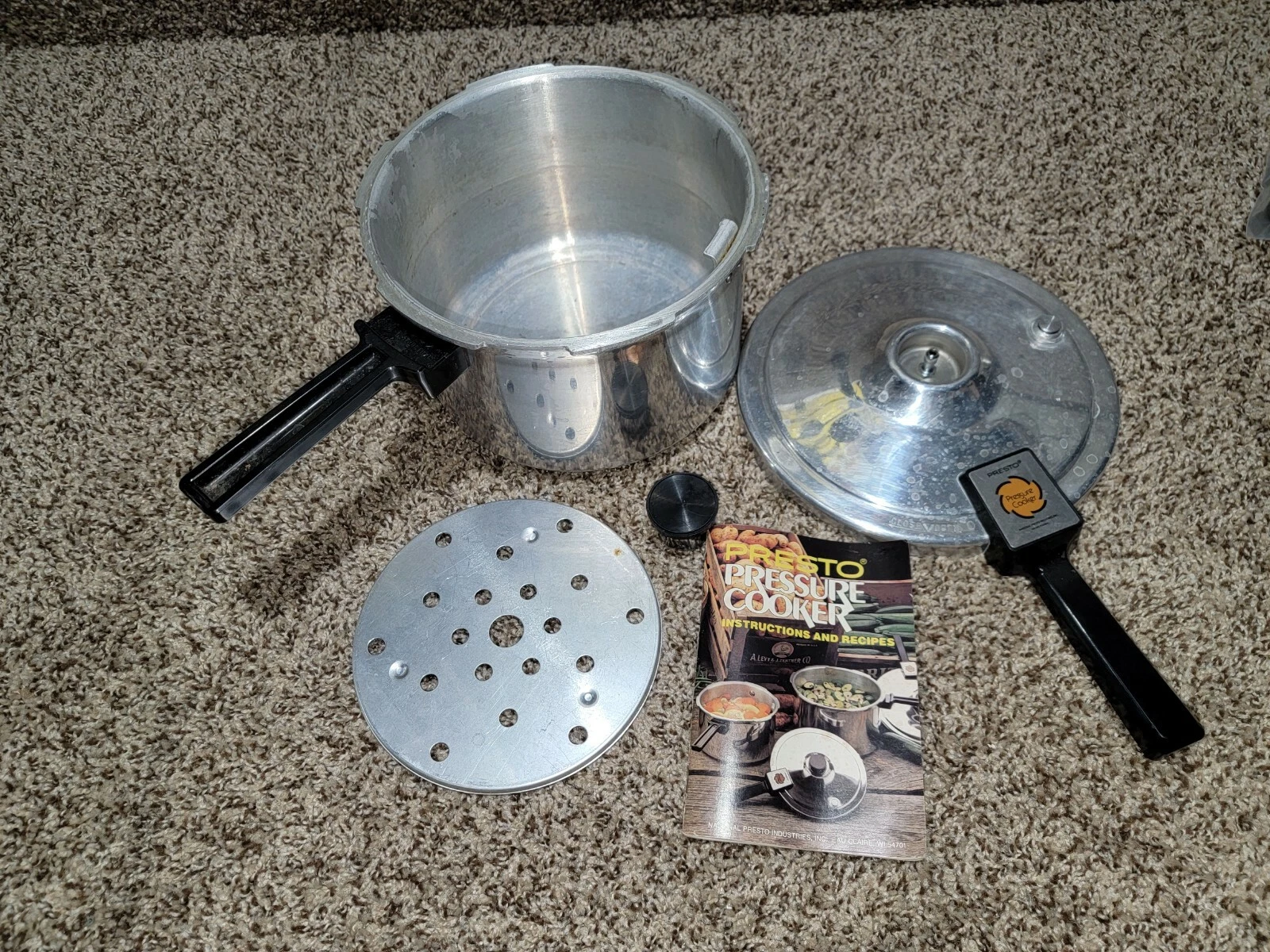 Vintage Presto Pressure Cooker 4qt Aluminum 01/PA4 COMPLETE w/ Instructions 409A