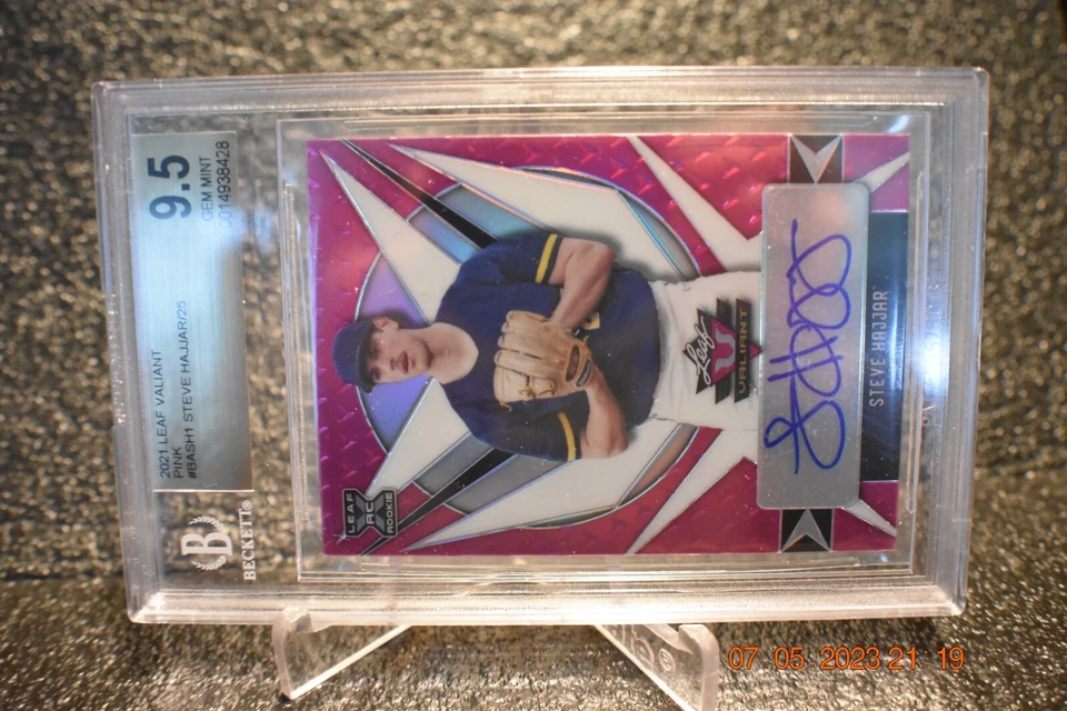 2022 Leaf Valiant Steve Hajjar Pink 25/25 Auto  BGS 9.5 Gem Mint 10 Auto - Image 2 of 4