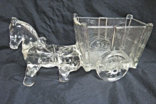 Vintage Clear Pressed Glass Donkey & Cart Candy Dish - A True Classic - Picture 1 of 11