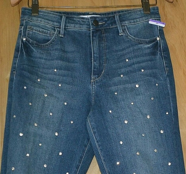 Sam Edelman The Mary Jane Rhinestone Accented Distressed Blue Jeans Size 2 / 26 for sale online
