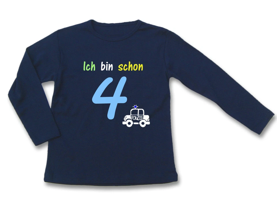LITTLE BEE LA Geburtstagsshirt Ich bin schon 4 WAHL Motiv Wunschname Größe DUNKELBLAU Neu